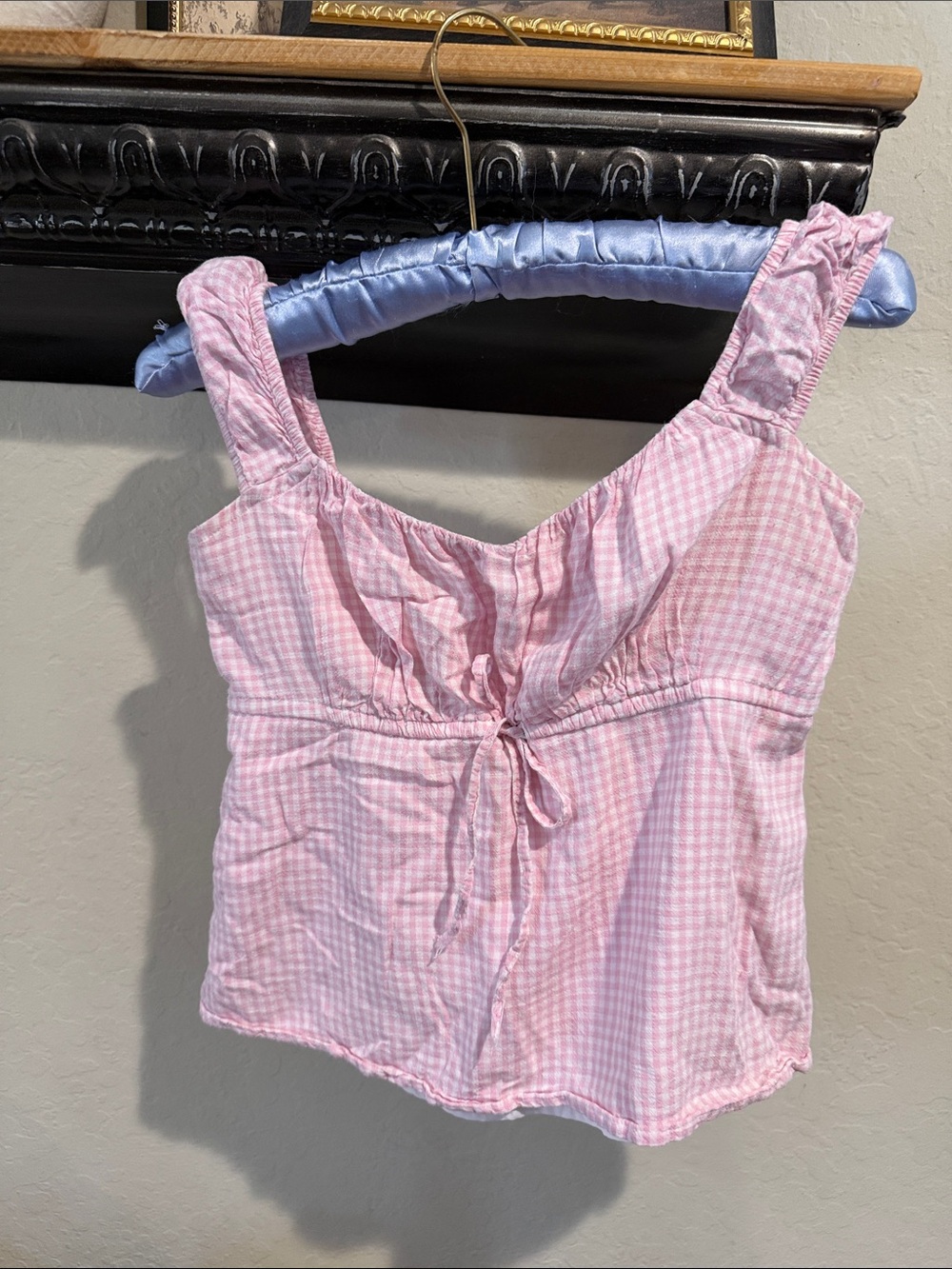 Hollister Pink Gingham Tie-Front Women’s Tank Top